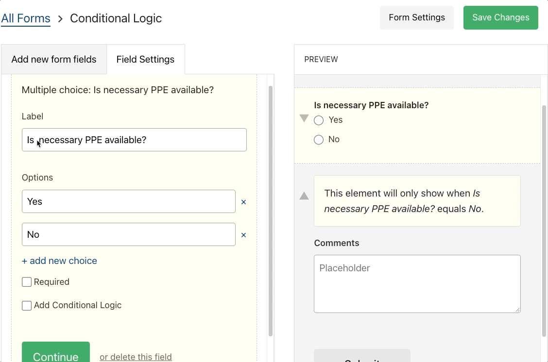 How do I use Conditional Logic in my forms?